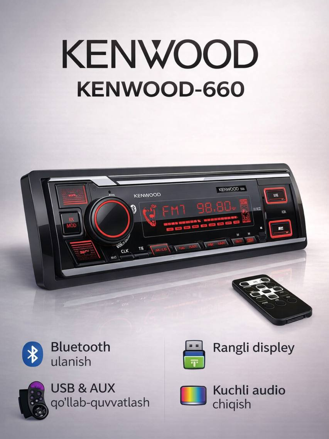 KENWOOD avtomobil magnitolasi Bluetooth - 