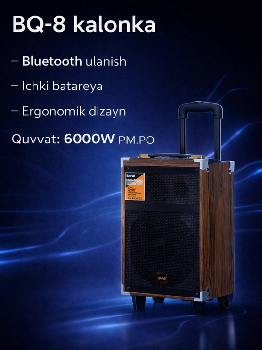 Караоке Bluetooth колонка BQ-8, с микрофоном и мощным звуком - 