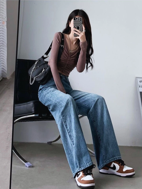 Ayollar uchun jinsi shim, keng jinsi shimlar oversize