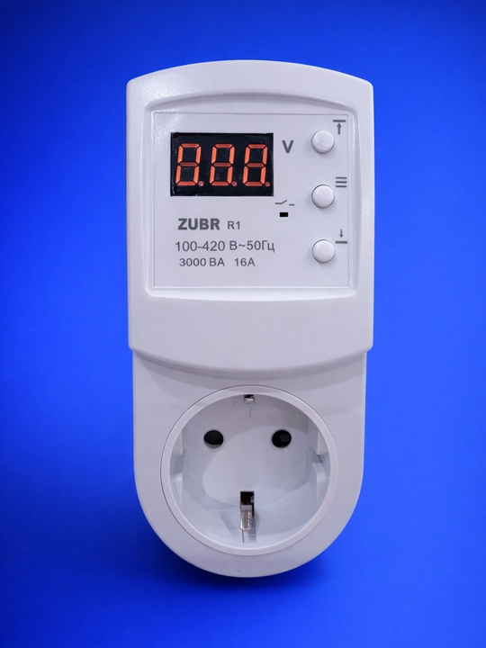 ZUBR R116y kuchlanishdan himoya rele, 16A 3kVA, rozetkali, maishiy texnika uchun