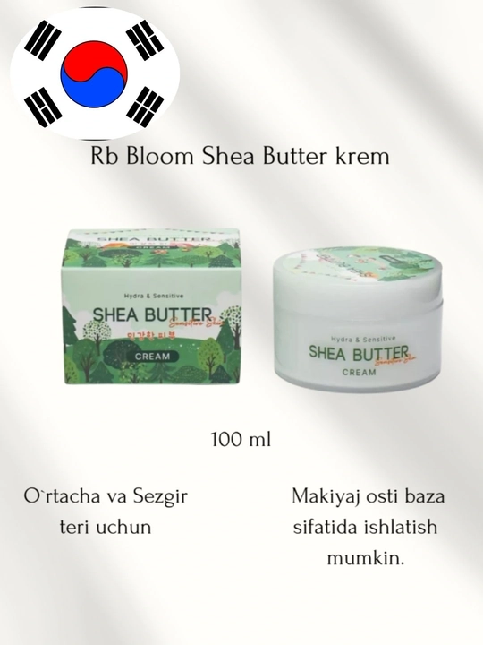 RB Bloomy Shea Butter yuz kremi, namlantiruvchi va baza krem, koreys kosmetikasi, 100 ml