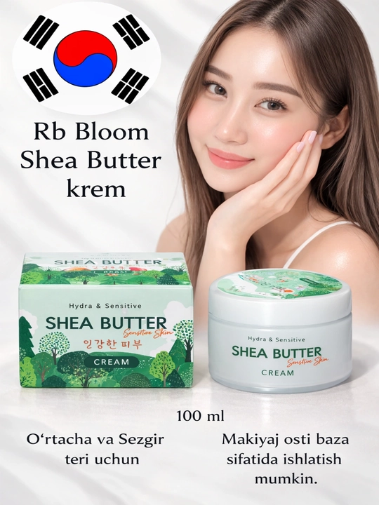 RB Bloomy Shea Butter yuz kremi, namlantiruvchi va baza krem, koreys kosmetikasi, 100 ml - 