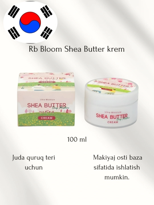 RB Bloomy Shea Butter yuz kremi, namlantiruvchi va baza krem, koreys kosmetikasi, 100 ml