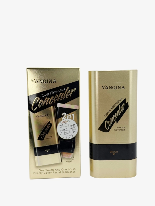 Yanqina Concealer — консилер, тональный крем для лица, 2 в 1, стик и мягкая щёточка, 22 г