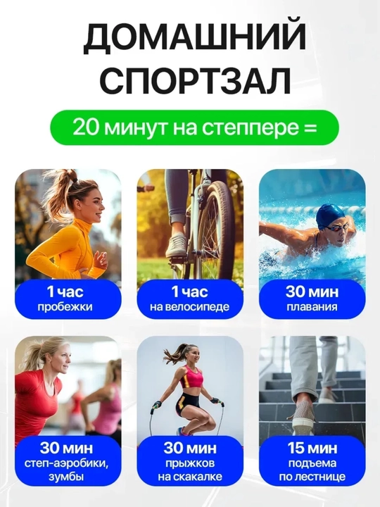 Мини-степпер с эспандерами, гидравлический, 11 уровней, до 120 кг