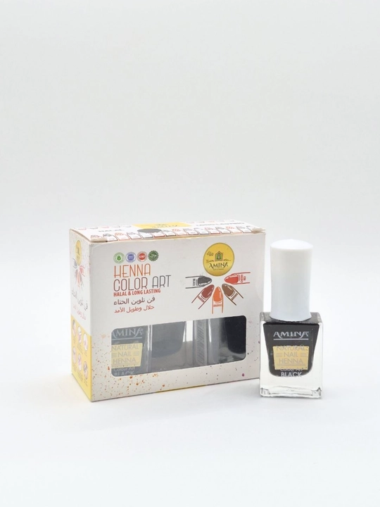 Amina Natural Nail Henna Black – Halol, uzoq muddatli tirnoq uchun xina bo‘yog‘i - 