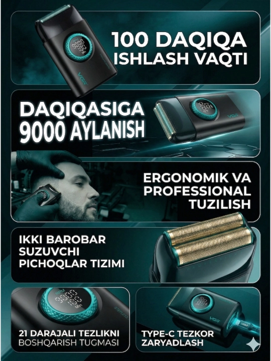 Профессиональный набор машинки 4в1 для парикмахеров VGR v001 v-977 v-377, триммер, шейвер
