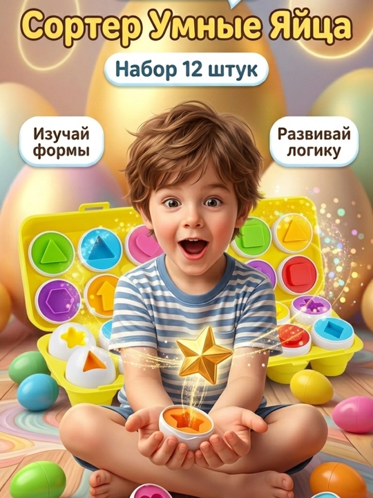 Aqlli tuxum saralagich, 12 dona tuxumli saralagich, bolalar uchun aqlli tuxum, o'yinchoq