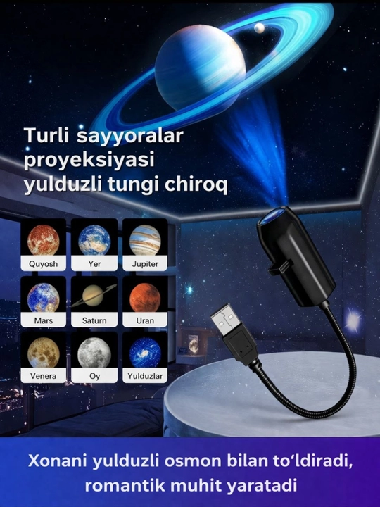 Yulduzli projektor, tungi chiroq projektor, bolalar uchun tungi chiroq - 