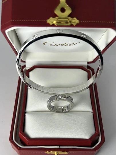 Набор, браслет и кольцо в стиле Cartier, из нержавеющей стали — MIXO-BILAK-СЕРЕБРН