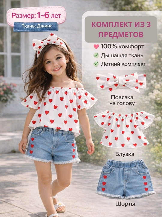 Летняя одежда для девочки 1–8 лет