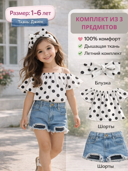 Летняя одежда для девочки 1–8 лет