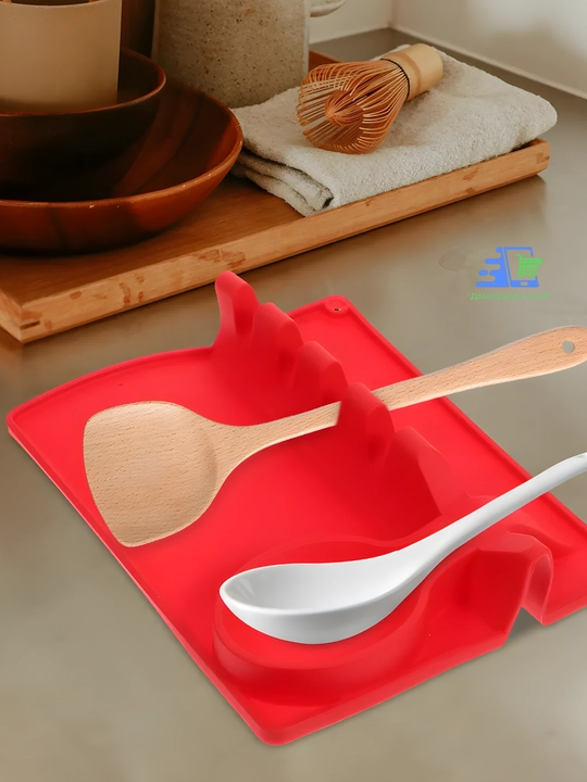 Silikon qoshiq tagligi 6 bo‘limli, oshxona anjomlari uchun ushlagich