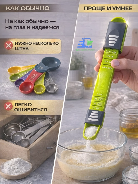 Regulyatsiyali o‘lchov qoshiq 0,5–13 ml, universal dozator 9 in 1