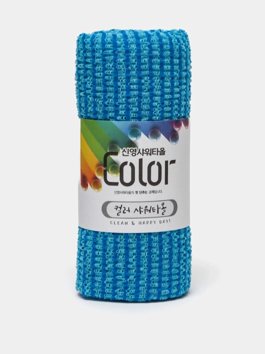 Koreys massaj mochalkasi badan uchun o'rtacha qattiqlik Shower Towel, Happy & Clean Day