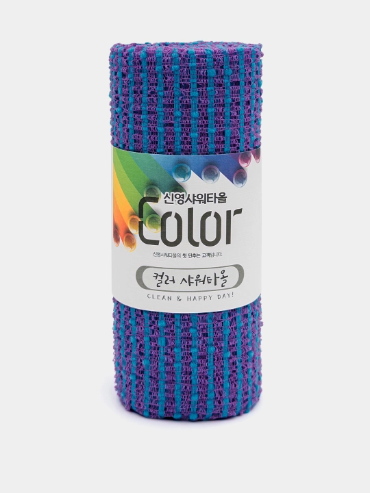 Koreys massaj mochalkasi badan uchun o'rtacha qattiqlik Shower Towel, Happy & Clean Day