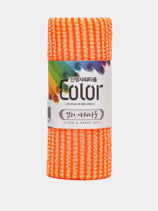 Koreys massaj mochalkasi badan uchun o'rtacha qattiqlik Shower Towel, Happy & Clean Day