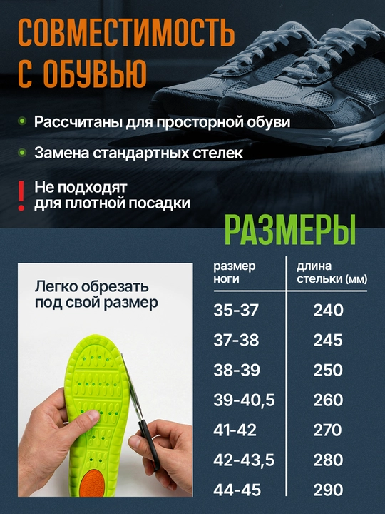 Стельки для обуви AIRSTEP стельки для спорта и интенсивной работы на ногах