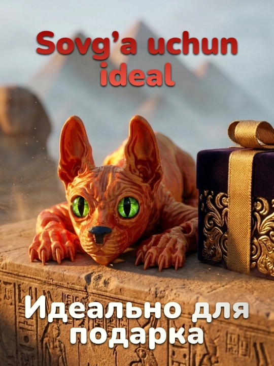 3D bosilgan sfinks mushukiga qarshi harakatlanuvchi o'yinchoq