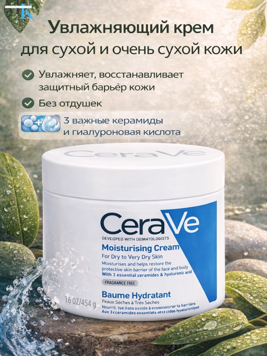 Увлажняющий крем для лица и тела, восстанавливающий, CeraVe Moisturizing Cream, 454 г - 