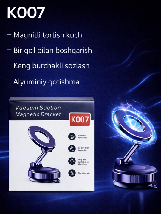 360 darajaga buriladigan MagSafe so‘rg‘ichli avtomobil telefon tutqichi - 