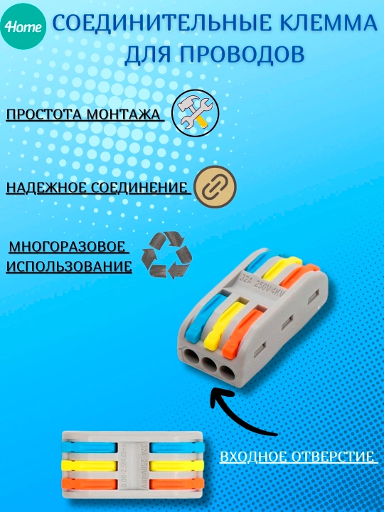 Соединительные клемма для проводов, 7 видов