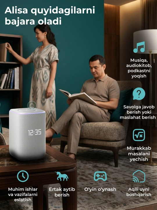 Yandeks Stansiya 3 aqlli kolonkasi, Alisa kolonkasi, oʻzbek tilida gapiradi