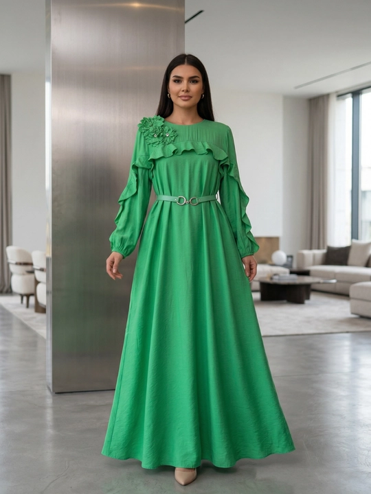 Ayollar uchun uzun ko‘ylak • Belbog‘li • Elegant • 38–44 - 