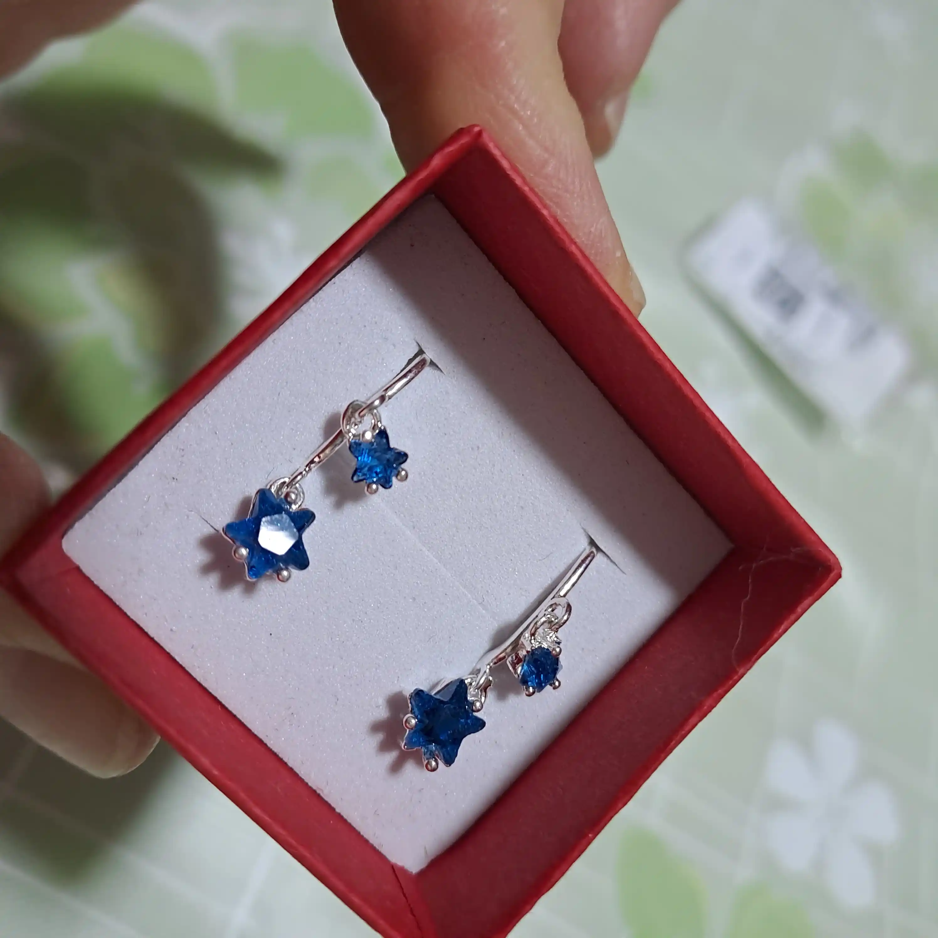 Серьги «Blue Star» — синие звёздочки  для девушек и женщин серебряное покрытие