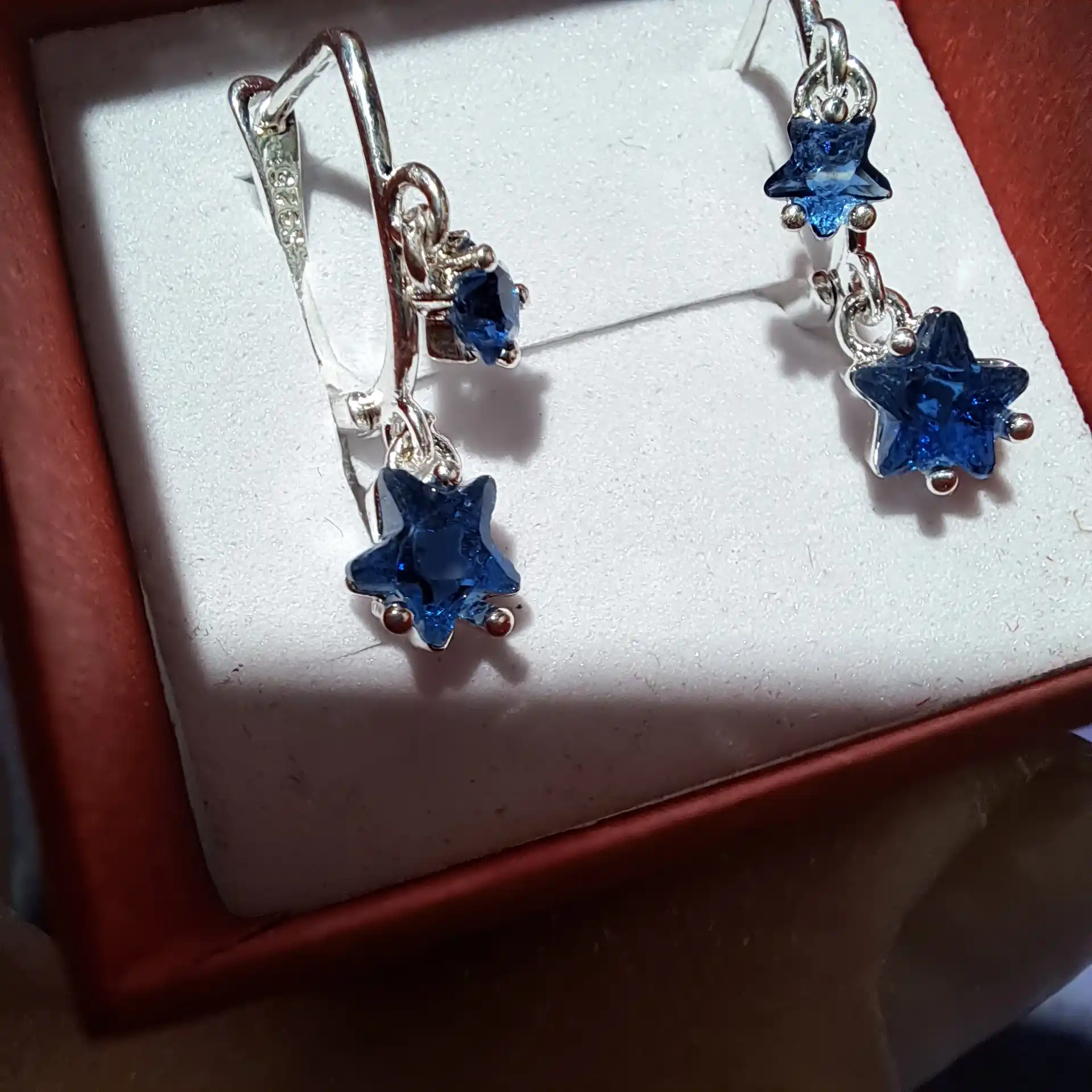 Серьги «Blue Star» — синие звёздочки  для девушек и женщин серебряное покрытие