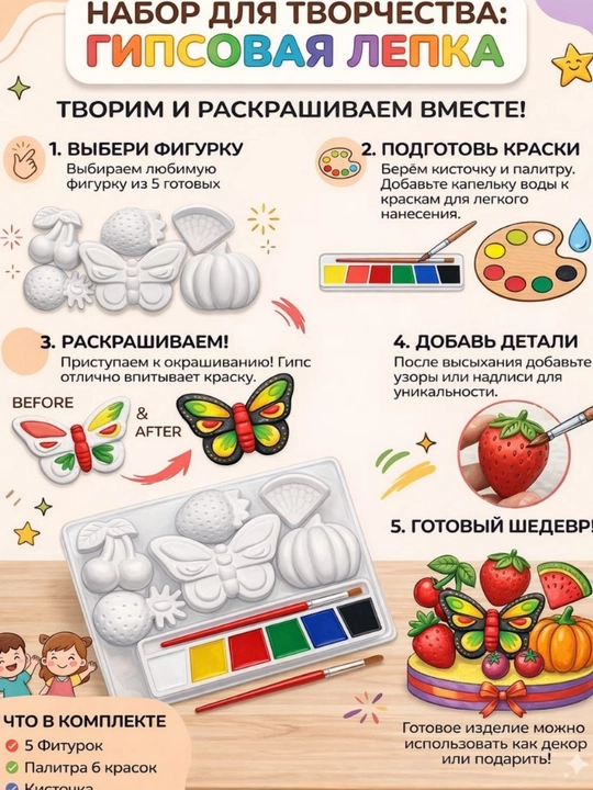 Гипсовые фигурки для раскрашивания, раскраска, творчество, набор гипса раскрашивания детям