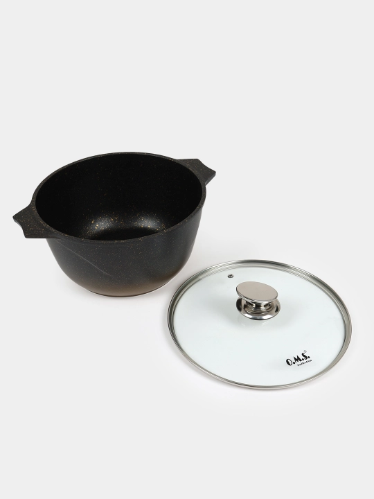 Казан антипригарный, из гранита, c крышкой, O.M.S 15022 (+индукция) HP