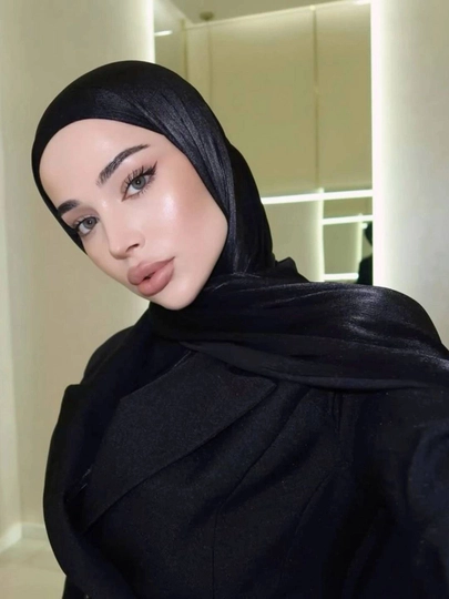 Шарф из органзы, женский платок, хиджаб, 175 х 75 см — WMARKET-OSCARF-ЧЕРН