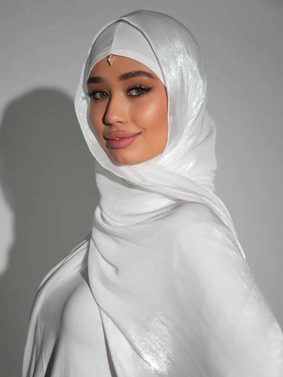 Шарф из органзы, женский платок, хиджаб, 175 х 75 см — WMARKET-OSCARF-БЕЛЫЙ