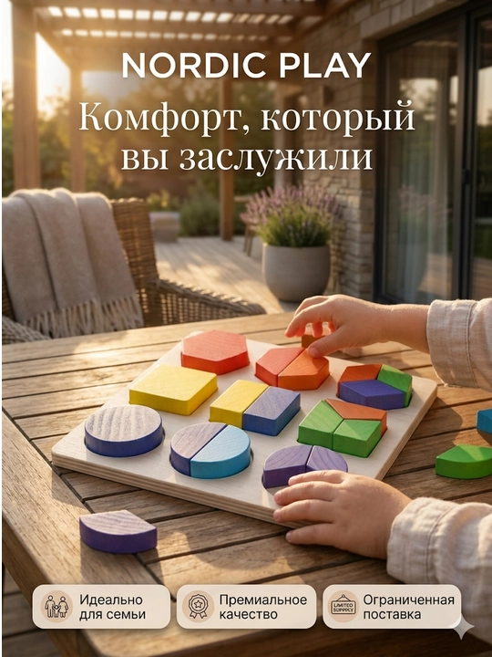 Yog‘ochli geometrik Montessori sorteri, ranglar va shakllarni o‘rganish uchun