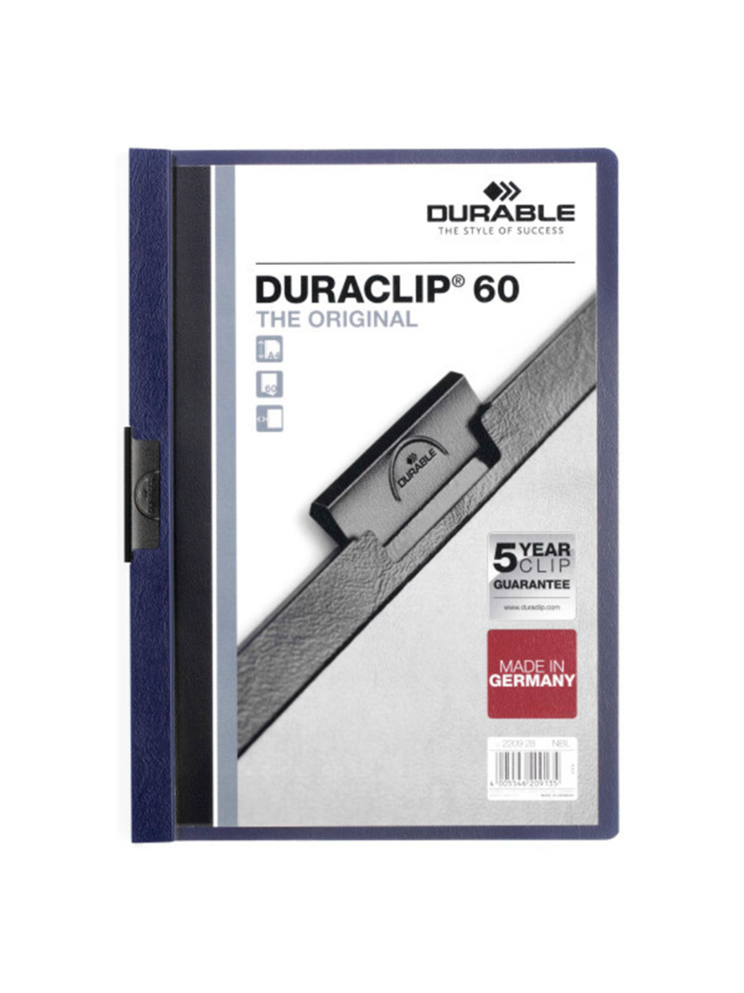 A4 formatdagi qisqichli papka "Durable" DURACLIP, 60 varaq