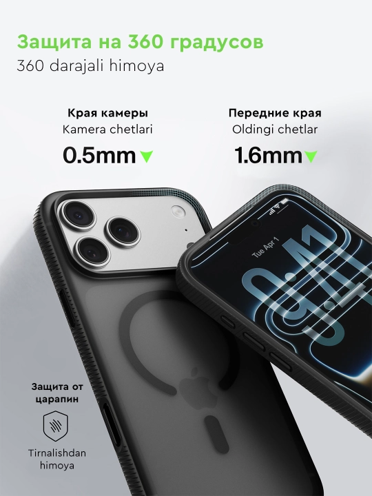 Chexol IPhone 17 Pro va 17 Pro Max uchun sirpanmaydigan Belkin SheerForce Grip