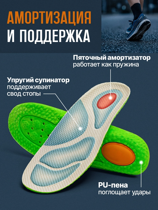 Стельки для обуви AIRSTEP стельки для спорта и интенсивной работы на ногах