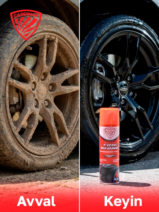 Чернитель шин, CARDINAR Tire Shine, для машины, без пены, до 1 недели черные шины