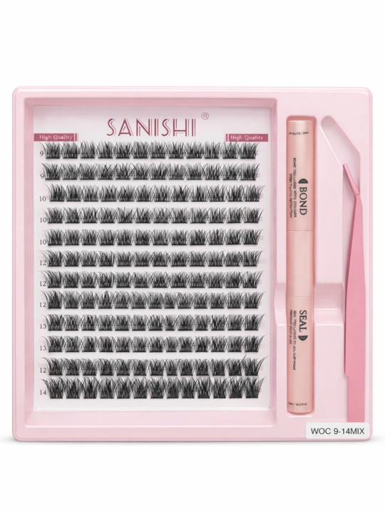 Набор накладных ресниц SANISHI 9–14 mm — многоразовые натуральные ресницы для наращивания