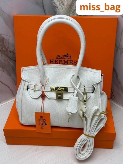 Женская сумка в стиле бренда HERMES (+ коробка и документы) — MISSBAG-HERMES3R-БЕЛЫЙ-herms25