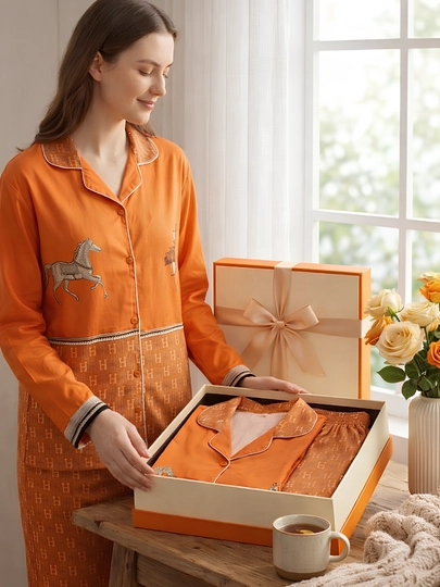 Женская пижама в стиле Hermès, подходит для подарка, L–XXL