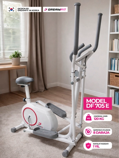 Эллиптический тренажёр Dreamfit 2 в 1, вело + эллипс, 8 уровней нагрузки, от 120до 130 кг