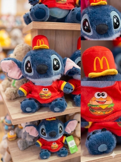 Мягкая игрушка Стич McDonald's 28см — Лило и Стич в кепке Макдоналдс, подарок детям — MOANA-TY3STICH