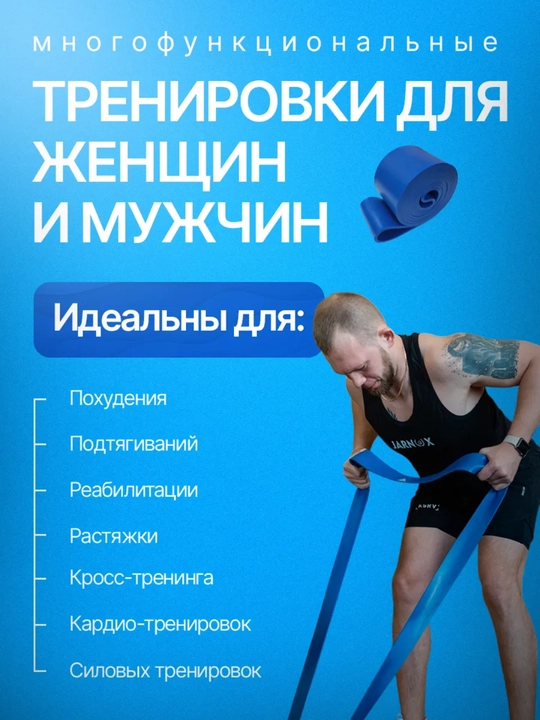 Фитнес резинка эспандер, power band для силы, растяжки, эффективных тренировок