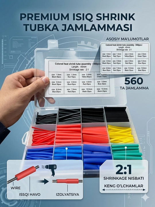 Termo qisqaruvchi trubkalar to‘plami, 560 dona - 