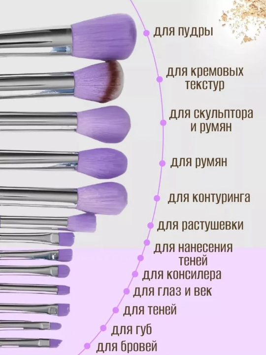 Maki­yaj uchun cho‘tkalar, to‘plamda 13 dona, g‘ilof bilan