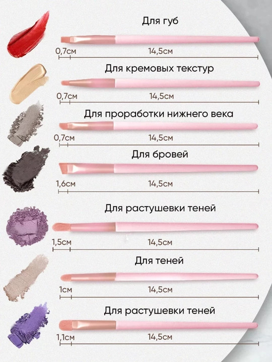 Maki­yaj uchun cho‘tkalar, to‘plamda 13 dona, g‘ilof bilan