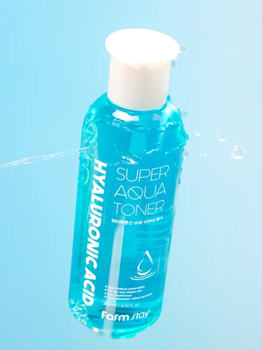Farmstay Hyaluronic Acid yuz uchun namlovchi gialuron kislotali toner, 200/500 ml