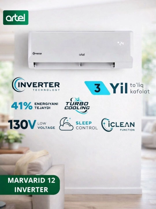 Konditsioner Artel Marvarid 12 Inverter Turbo Cool, Yoz/Qish - 
